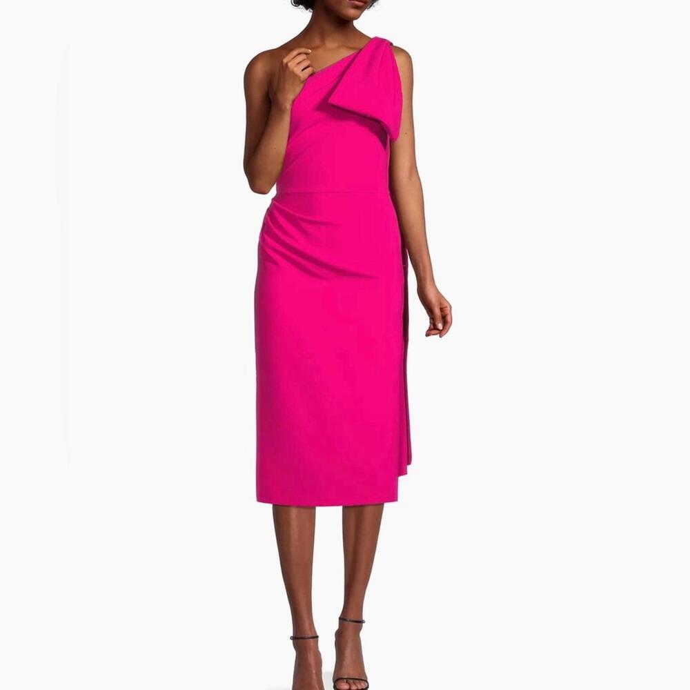 Sachin & Babi Miranda One-Shoulder Sash Midi-Dress (Passion Fruit)